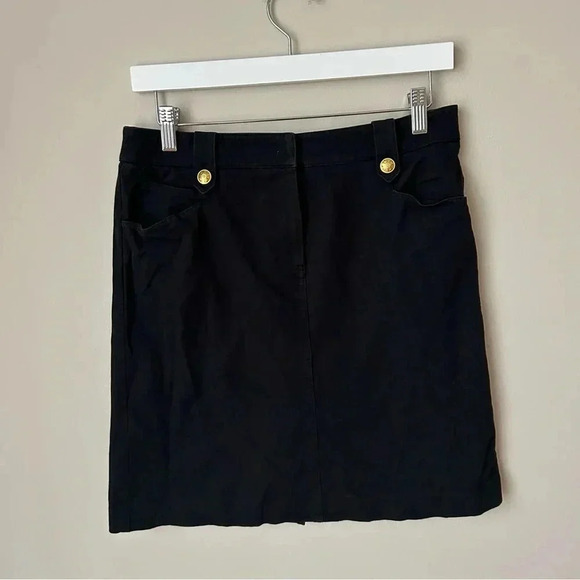 J. McLaughlin Black Denim Mini Pencil Skirt Side Pocket Women’s Size 6 - Picture 1 of 5